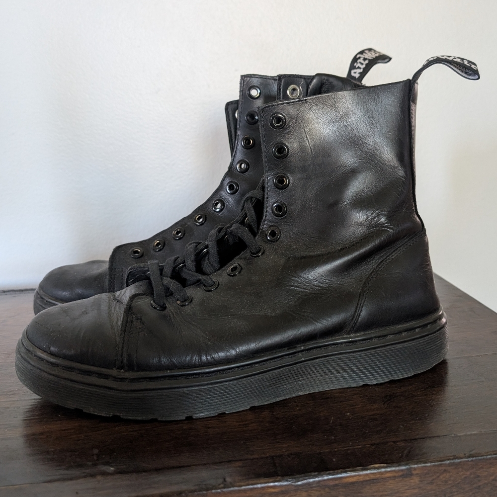 Dr. Martens Black Zaniel Boots - Blackout Stitching  - Mens 8 / EU 41
